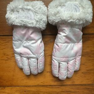 The North Face White and Pink Kids' Gloves